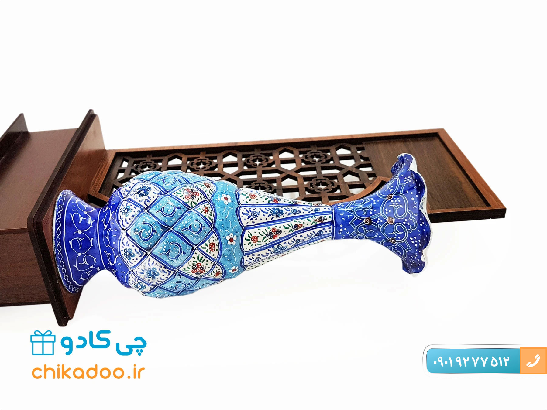 تندیس گلدان میناکاری ۱۶ سانتی متری