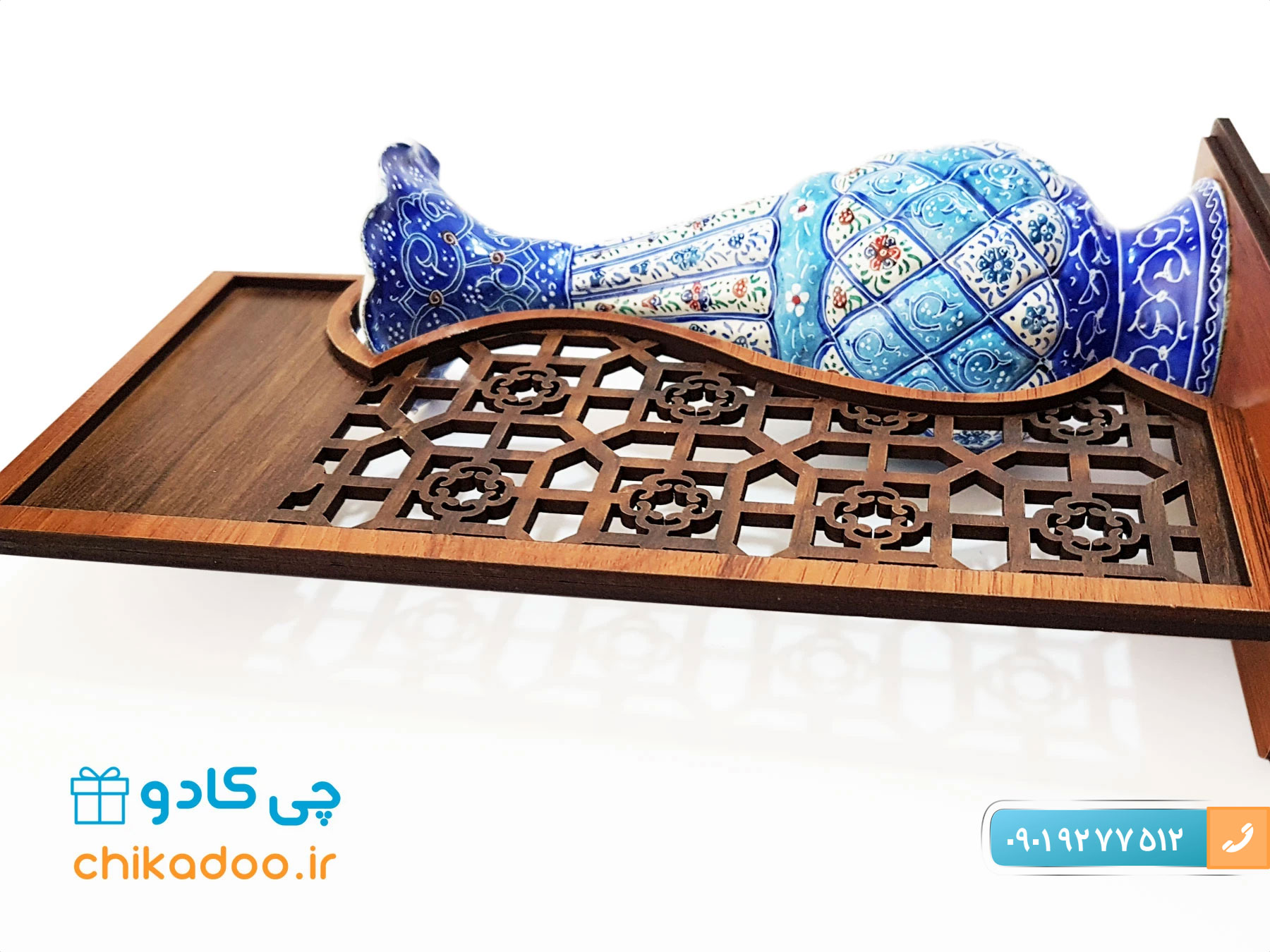 تندیس گلدان میناکاری ۱۶ سانتی متری