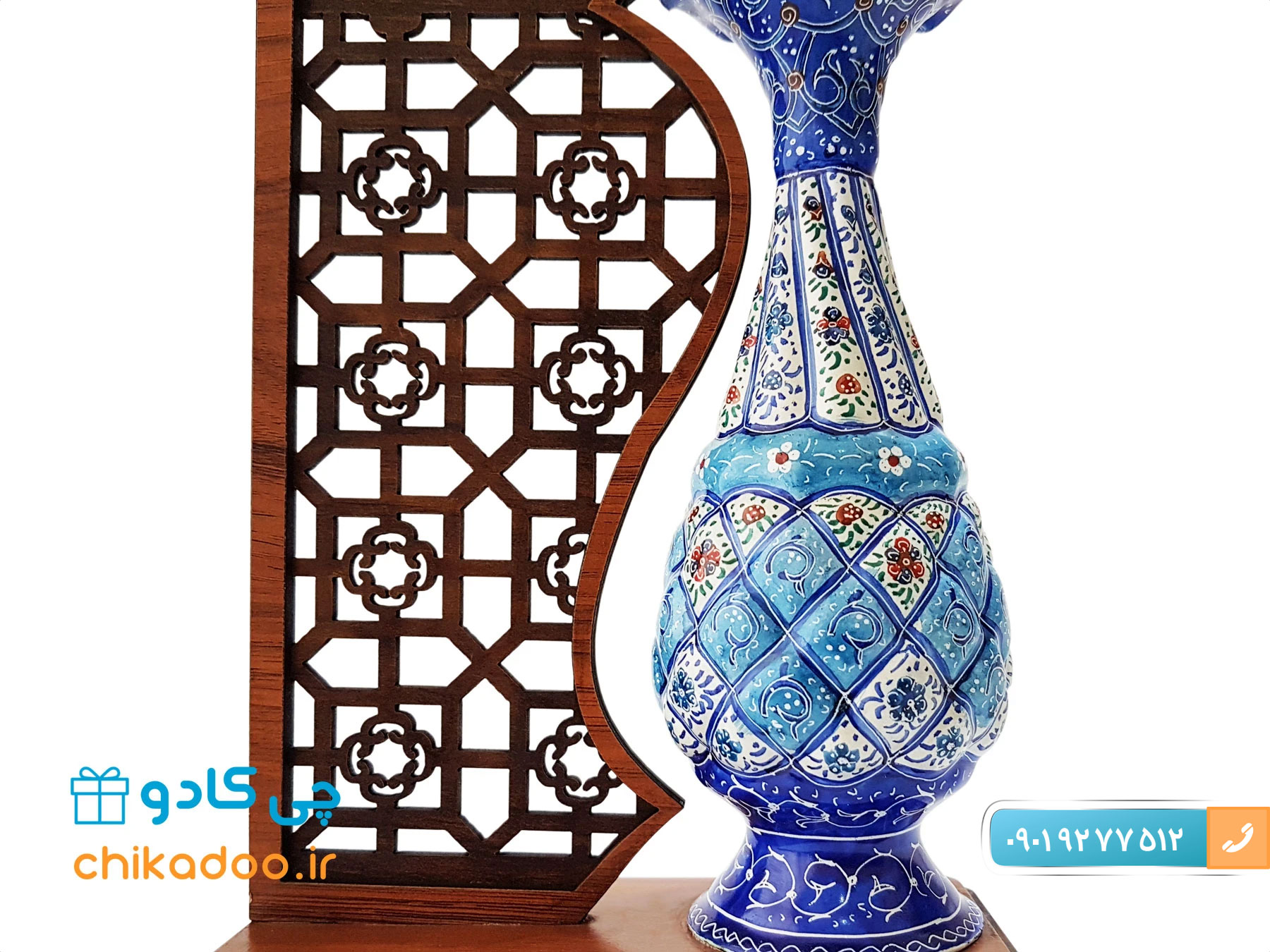 تندیس گلدان میناکاری ۱۶ سانتی متری